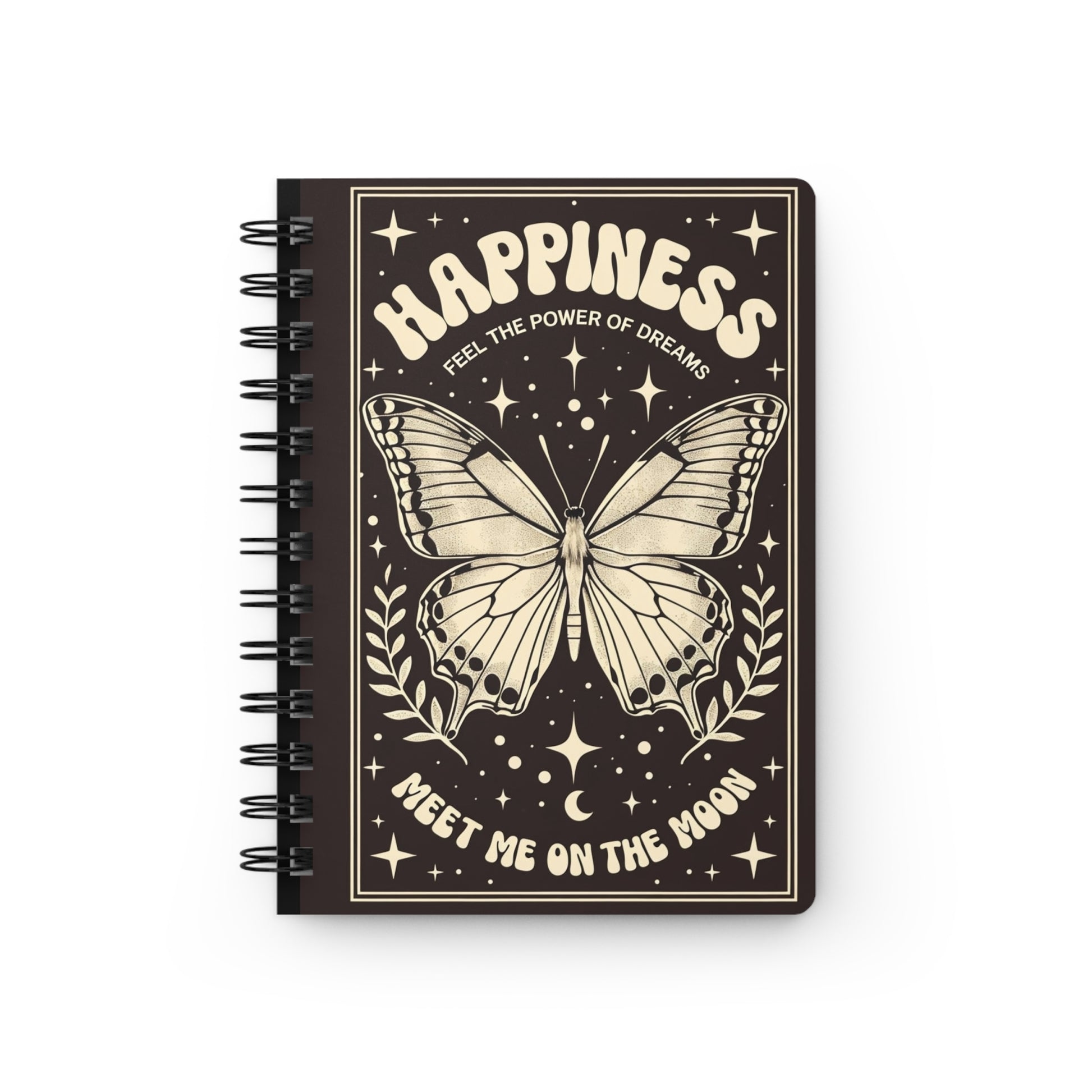 Butterfly Spiral Bound Journal - Happiness & Dreams, Inspirational Notebook, Gift for Writers, Creative Journaling, Moon Theme