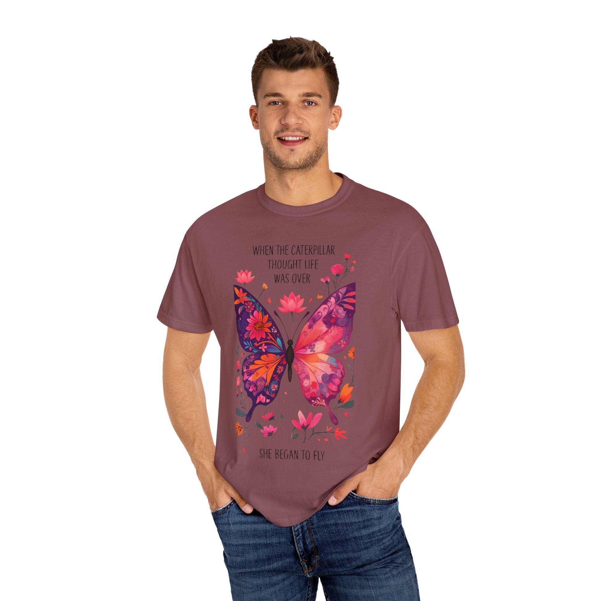 Butterfly Inspirational T-Shirt, Unisex Graphic Tee, Motivational Quote Shirt, Gift for Her, Nature Lover Apparel, Summer Wardrobe Essential
