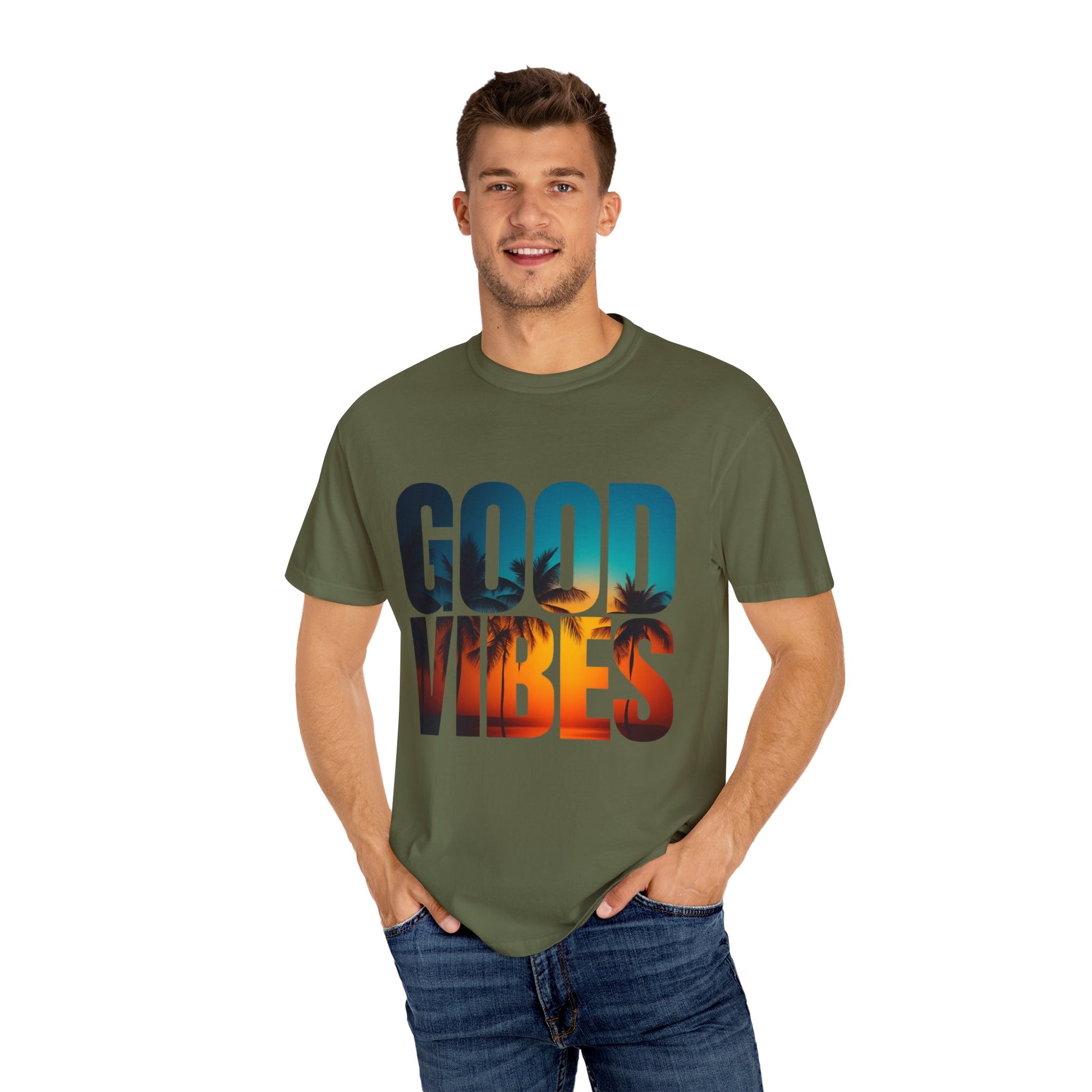 Good Vibes Unisex Garment-Dyed T-Shirt - Comfortable Casual Wear, Summer Vibes Tee, Chill Day Fashion, Gift for Friends, Laid-Back Style