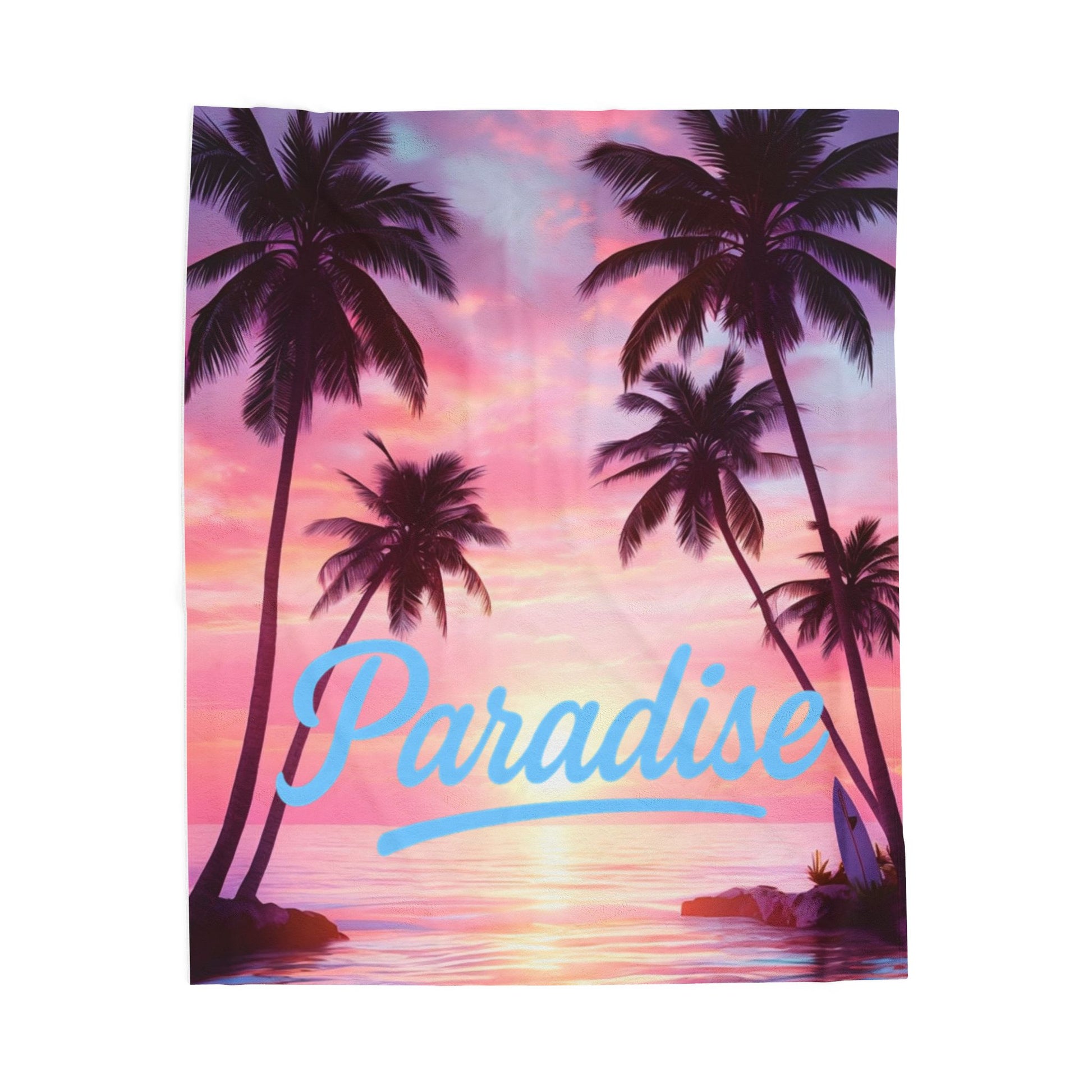 Tropical Paradise Velveteen Plush Blanket, Cozy Throw, Beach Decor, Gift for Summer, Home Comfort, Perfect for Relaxation