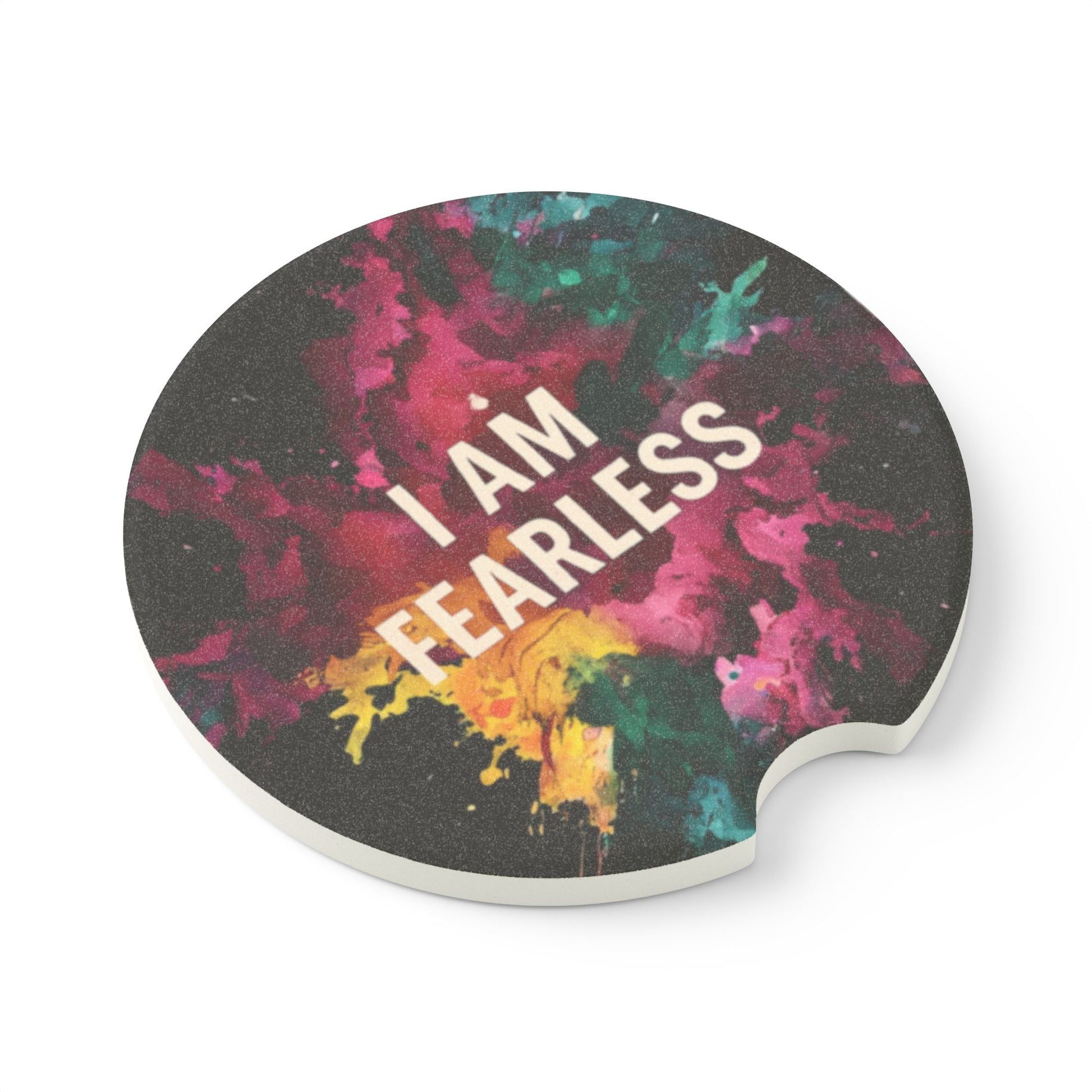 Fearless Soapstone Car Coaster - Vibrant Drink Holder, Gift for Drivers, Car Accessories, Home Decor, Motivational Quote