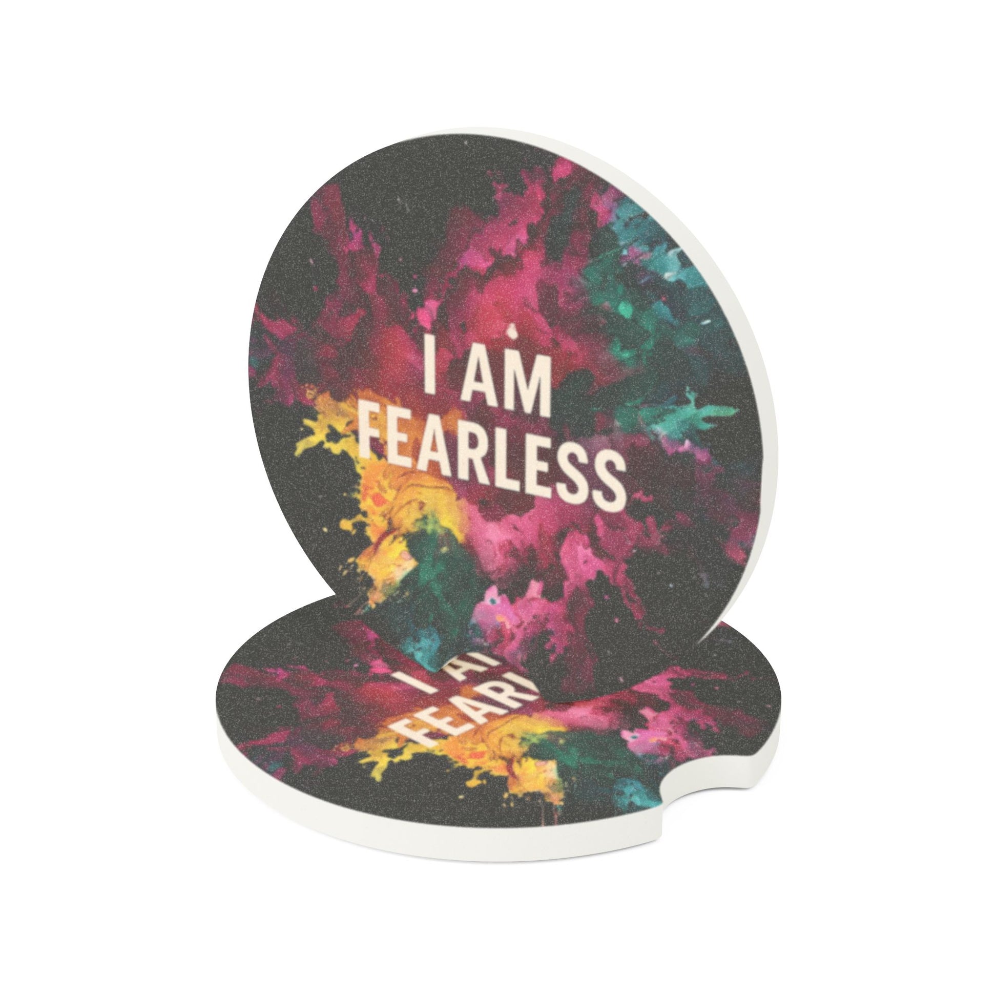 Fearless Soapstone Car Coaster - Vibrant Drink Holder, Gift for Drivers, Car Accessories, Home Decor, Motivational Quote