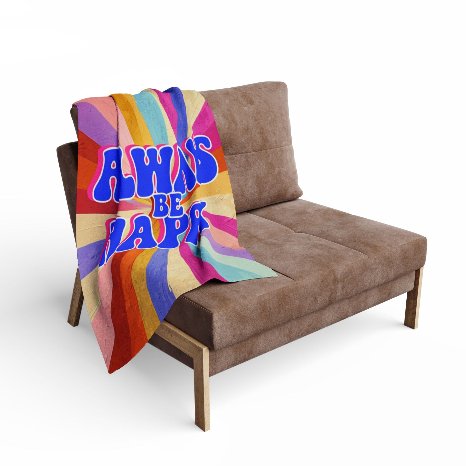 Colorful Retro Happy Fleece Blanket, Cozy Throw, Gift for Friends, Home Decor, Inspirational Statement, Perfect for Birthdays