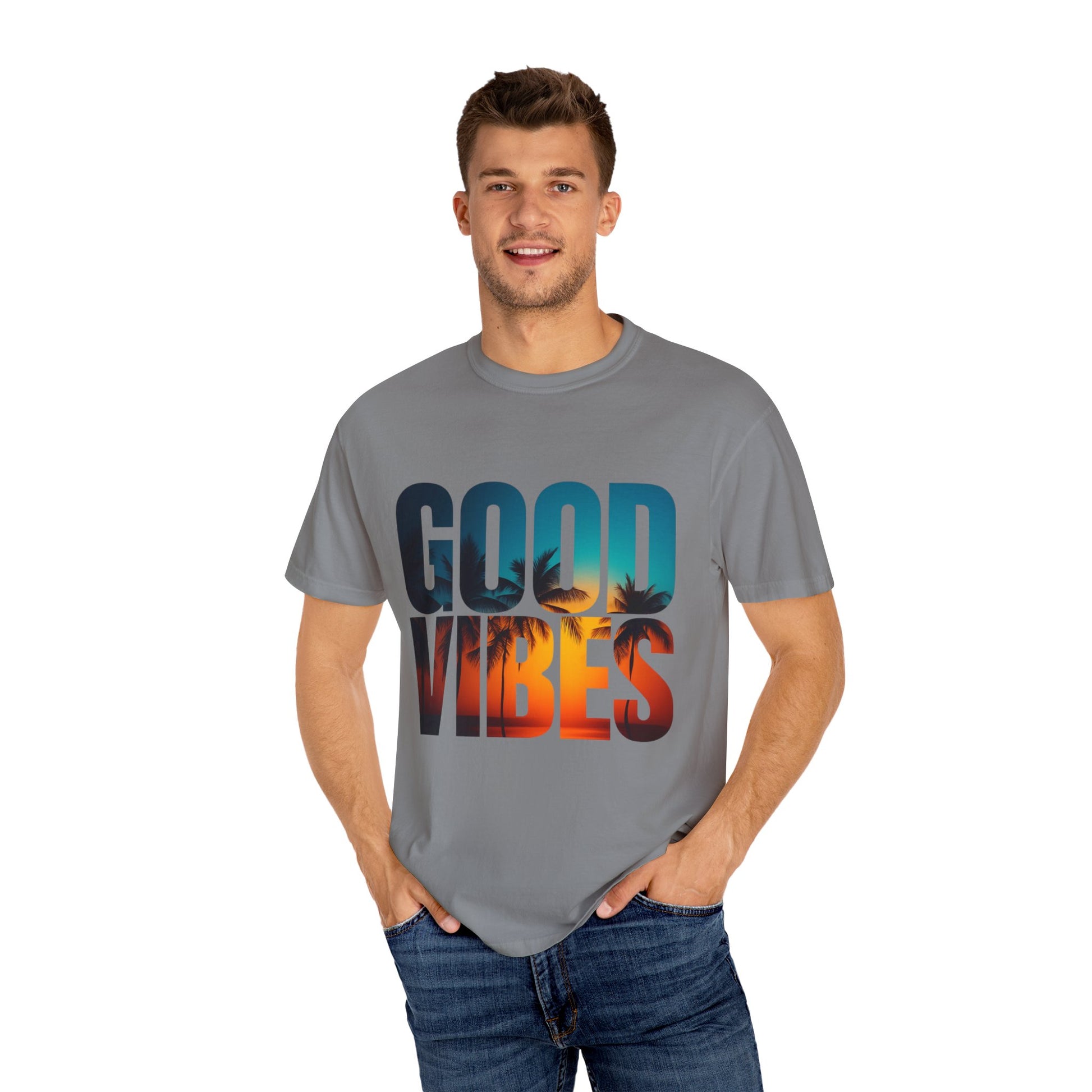 Good Vibes Unisex Garment-Dyed T-Shirt - Comfortable Casual Wear, Summer Vibes Tee, Chill Day Fashion, Gift for Friends, Laid-Back Style