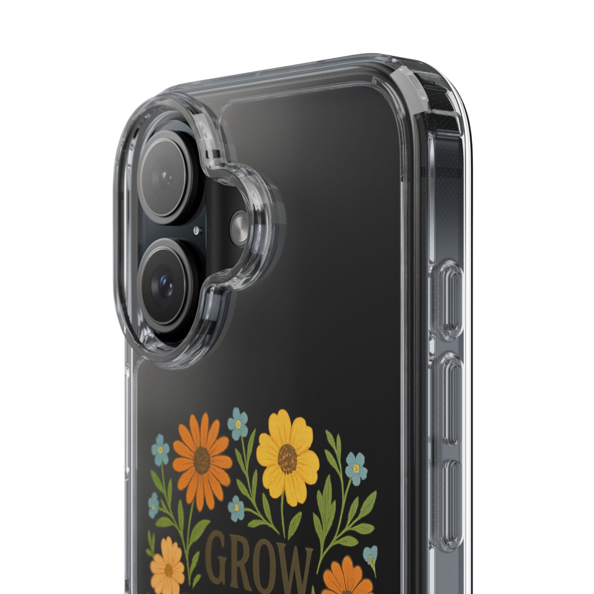 Floral Inspirational Phone Case: Grow Through What You've Been Through, Clear Cases, Phone Accessories, Gift for Friends, Motivational Decor