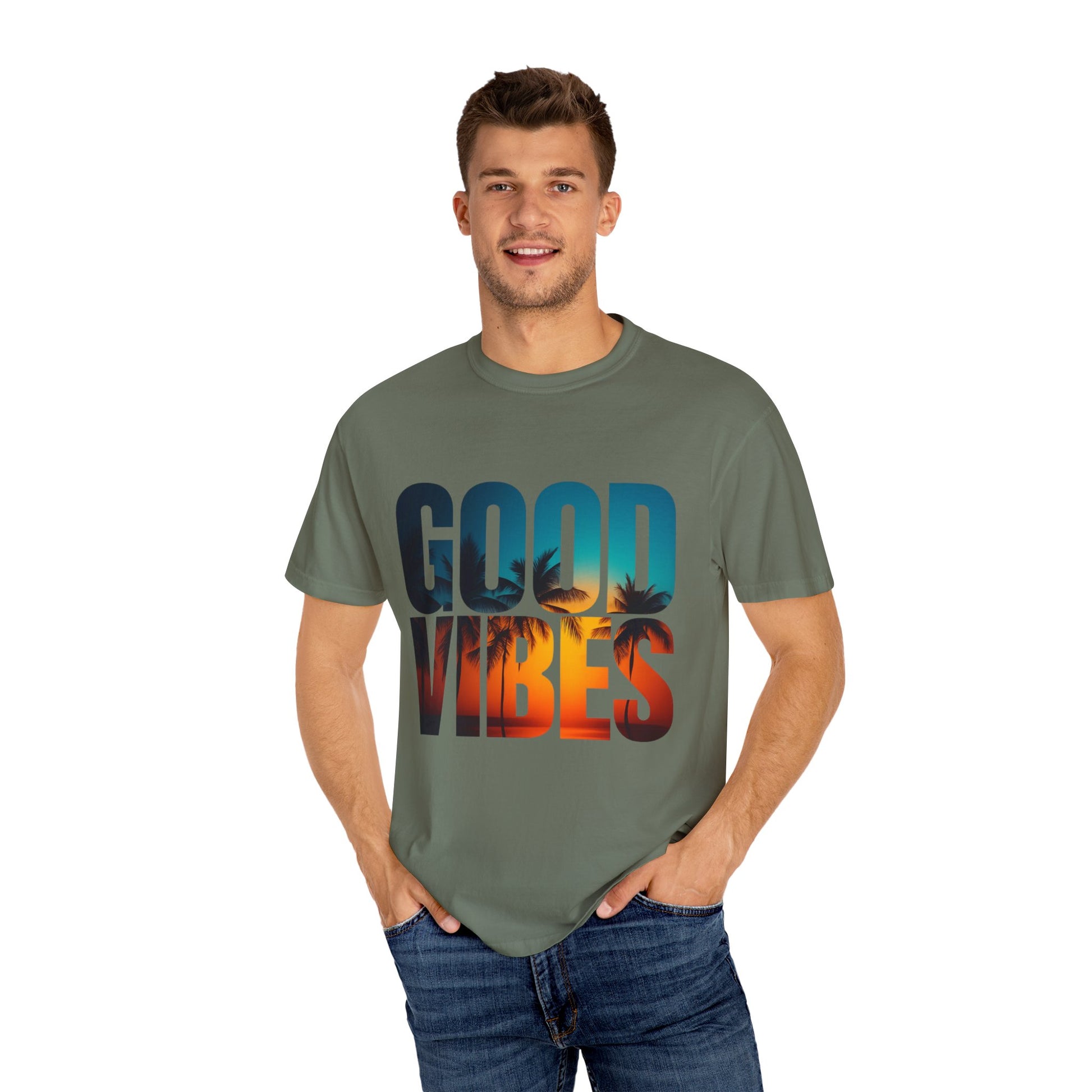 Good Vibes Unisex Garment-Dyed T-Shirt - Comfortable Casual Wear, Summer Vibes Tee, Chill Day Fashion, Gift for Friends, Laid-Back Style