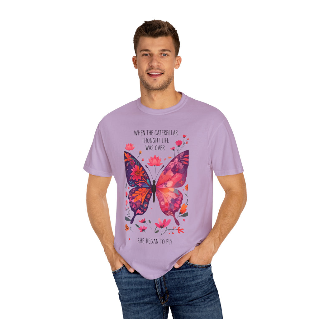 Butterfly Inspirational T-Shirt, Unisex Graphic Tee, Motivational Quote Shirt, Gift for Her, Nature Lover Apparel, Summer Wardrobe Essential