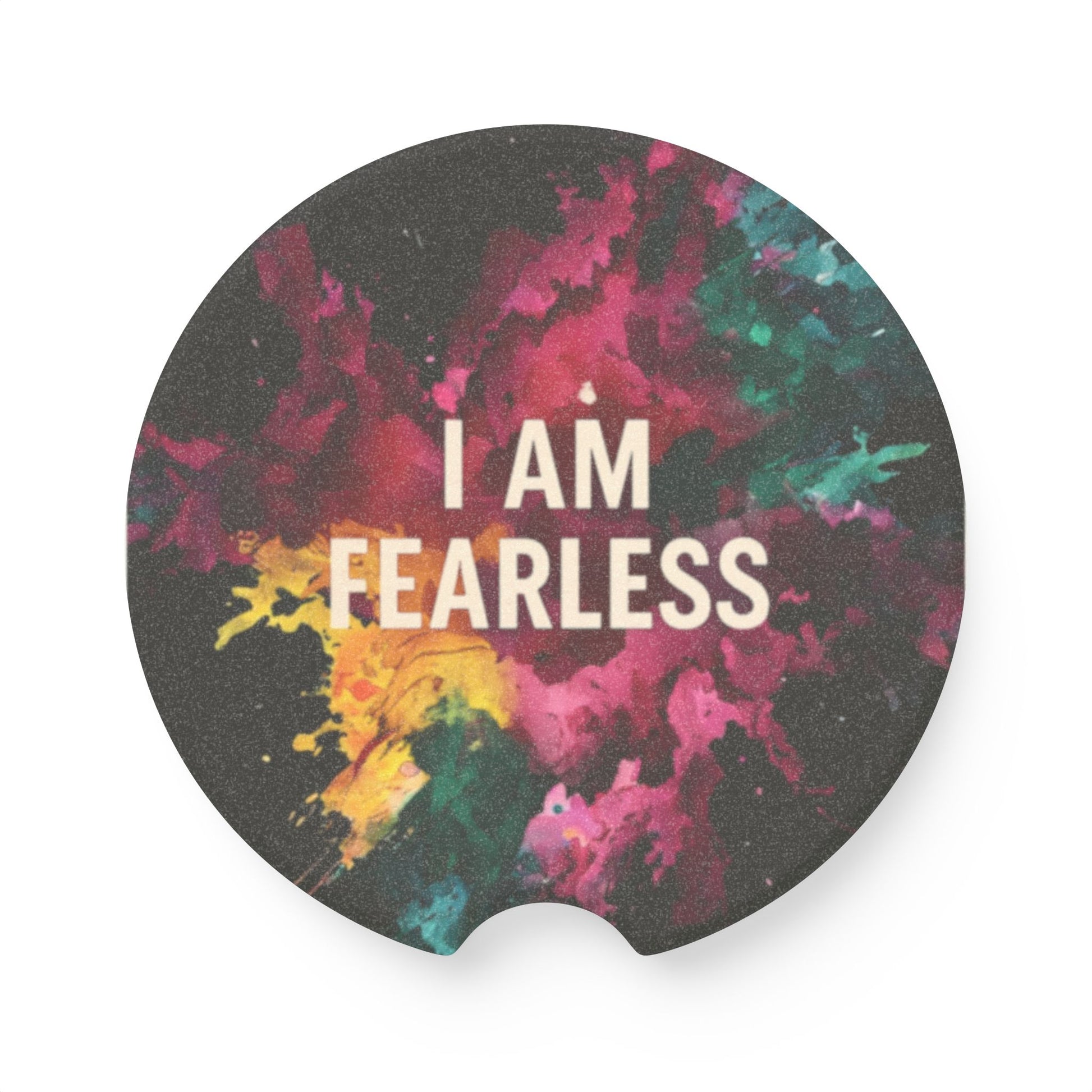 Fearless Soapstone Car Coaster - Vibrant Drink Holder, Gift for Drivers, Car Accessories, Home Decor, Motivational Quote