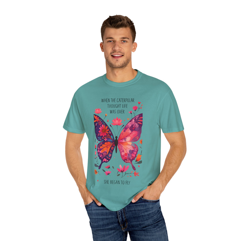 Butterfly Inspirational T-Shirt, Unisex Graphic Tee, Motivational Quote Shirt, Gift for Her, Nature Lover Apparel, Summer Wardrobe Essential