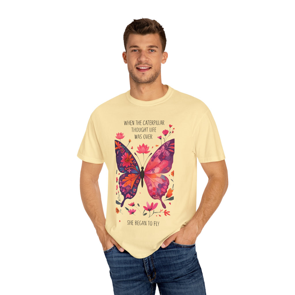 Butterfly Inspirational T-Shirt, Unisex Graphic Tee, Motivational Quote Shirt, Gift for Her, Nature Lover Apparel, Summer Wardrobe Essential