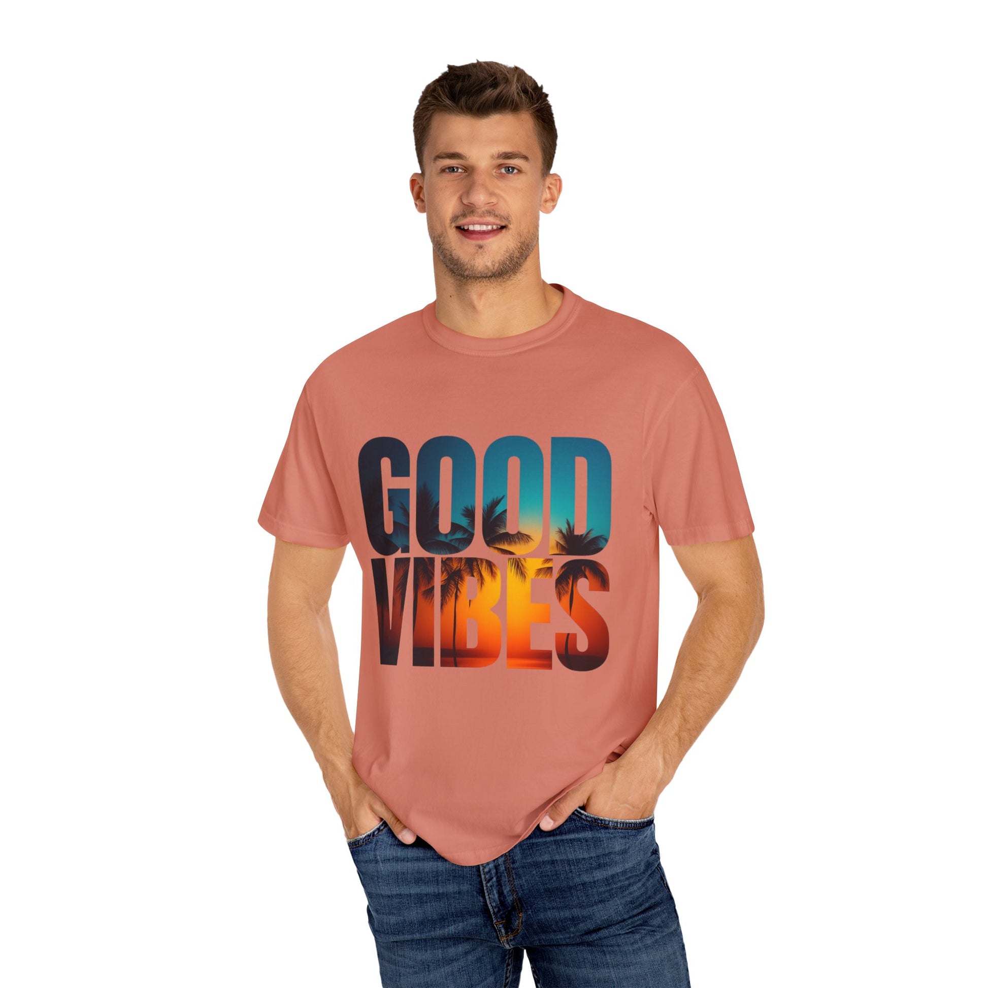 Good Vibes Unisex Garment-Dyed T-Shirt - Comfortable Casual Wear, Summer Vibes Tee, Chill Day Fashion, Gift for Friends, Laid-Back Style