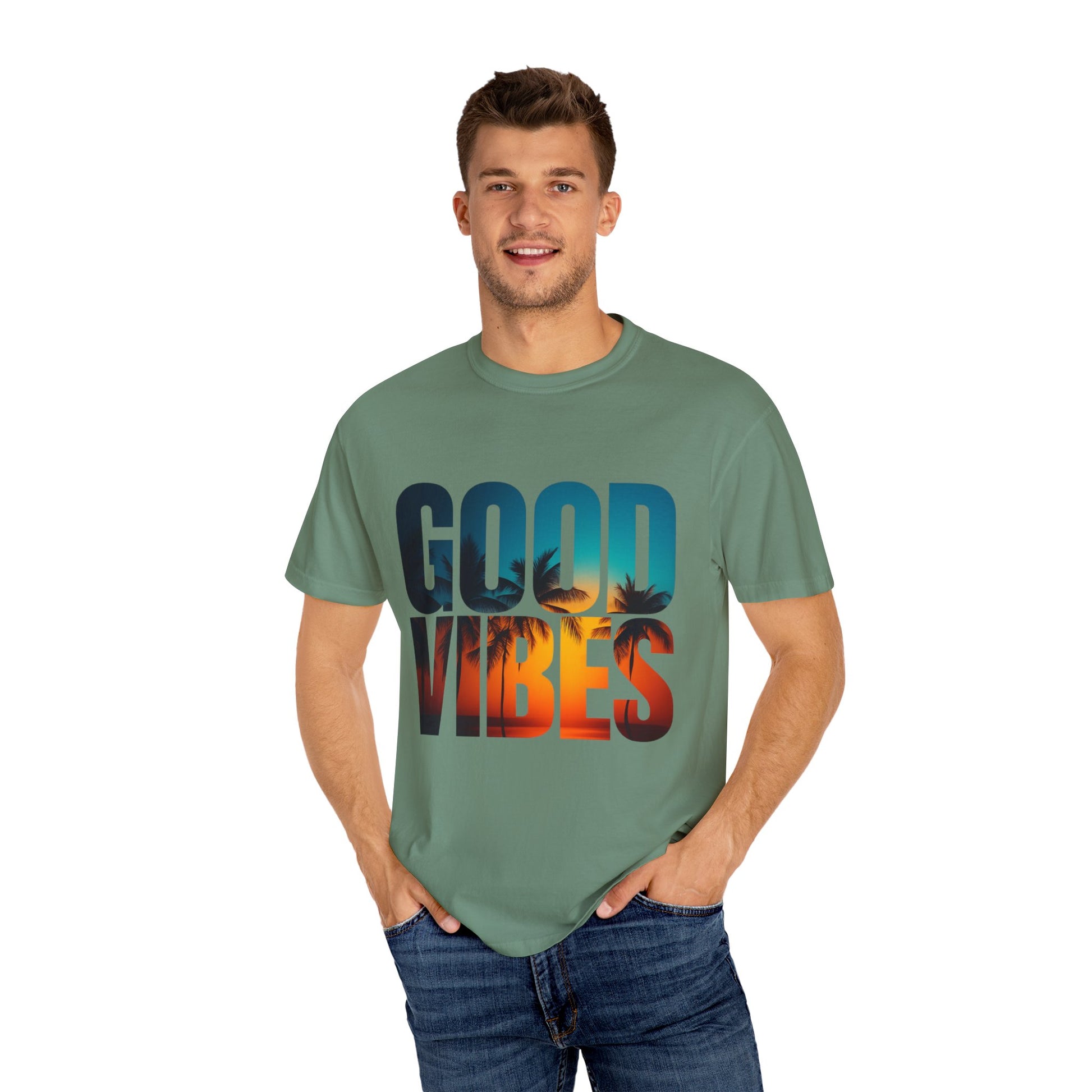 Good Vibes Unisex Garment-Dyed T-Shirt - Comfortable Casual Wear, Summer Vibes Tee, Chill Day Fashion, Gift for Friends, Laid-Back Style