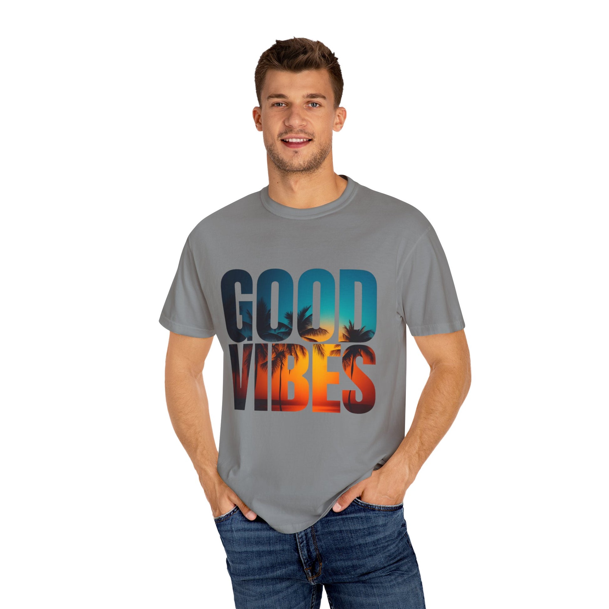 Good Vibes Unisex Garment-Dyed T-Shirt - Comfortable Casual Wear, Summer Vibes Tee, Chill Day Fashion, Gift for Friends, Laid-Back Style