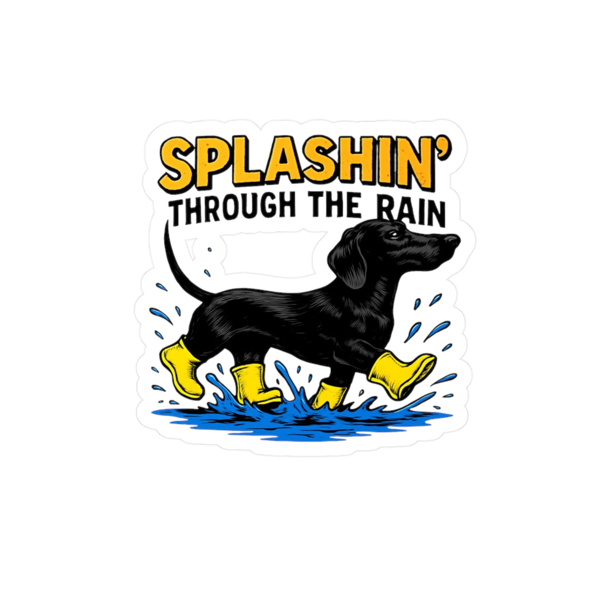 Custom Dog Vinyl Decals, Waterproof Stickers for Pet Lovers, Cute Home Decor, Gift for Dog Owners, Splashin' Through the Rain