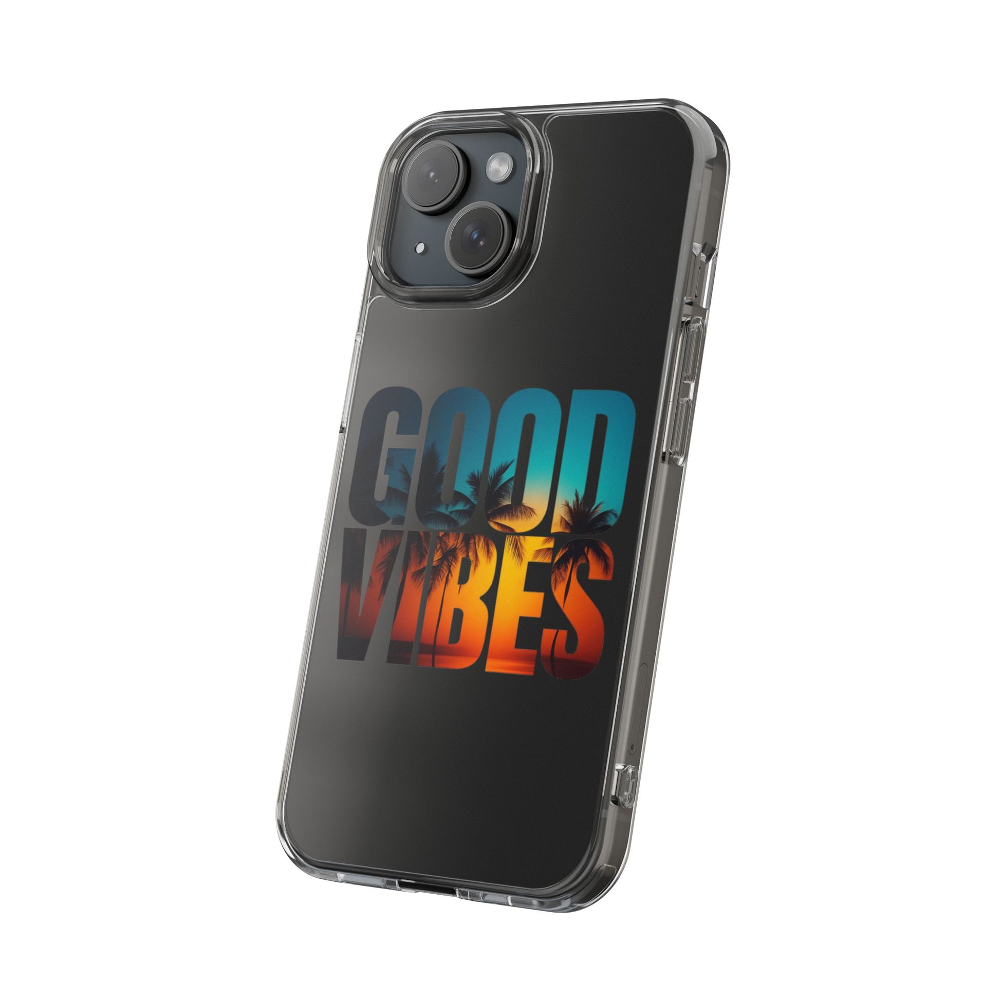 Good Vibes Clear Phone Case, Tropical Vibe Phone Cover, Beachy Smartphone Case, Summer Aesthetic Accessory, Gift for Friends