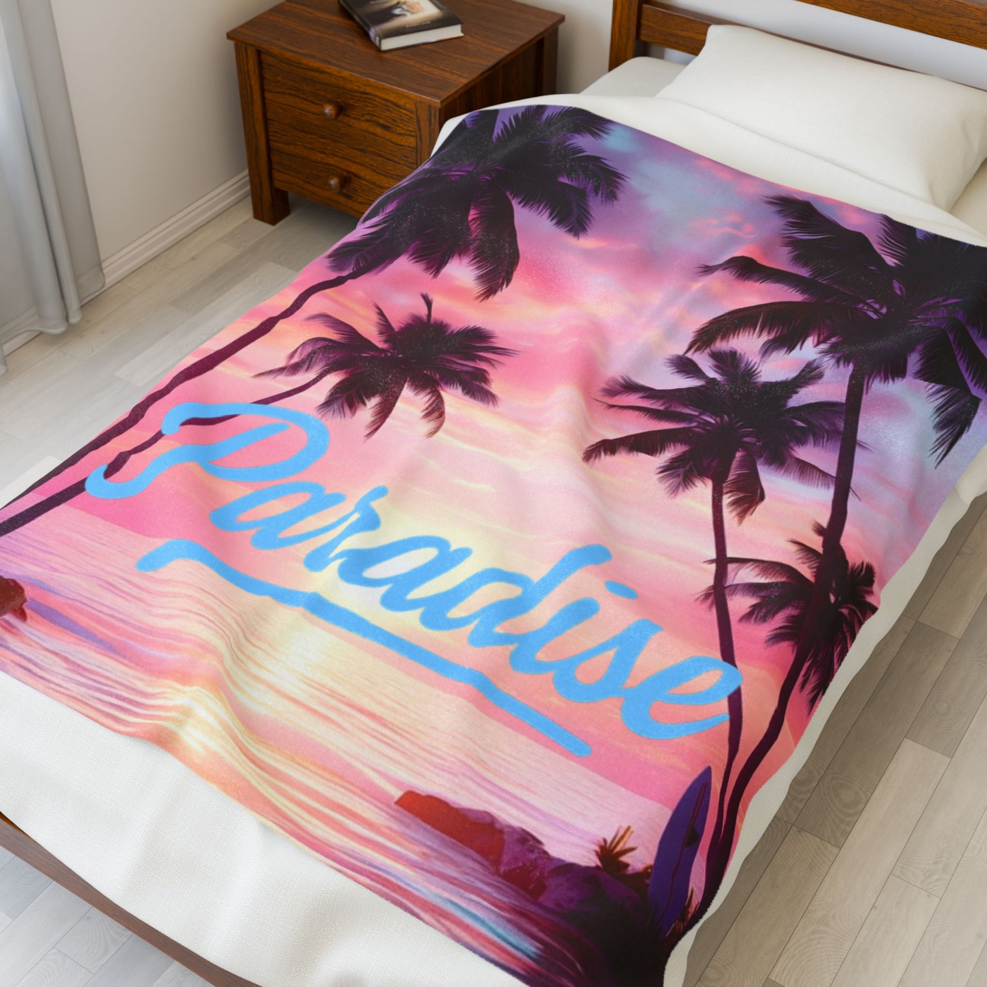 Tropical Paradise Velveteen Plush Blanket, Cozy Throw, Beach Decor, Gift for Summer, Home Comfort, Perfect for Relaxation