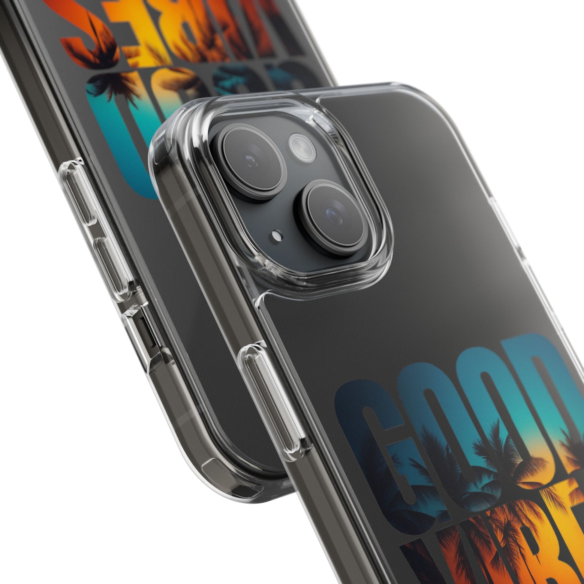 Good Vibes Clear Phone Case, Tropical Vibe Phone Cover, Beachy Smartphone Case, Summer Aesthetic Accessory, Gift for Friends