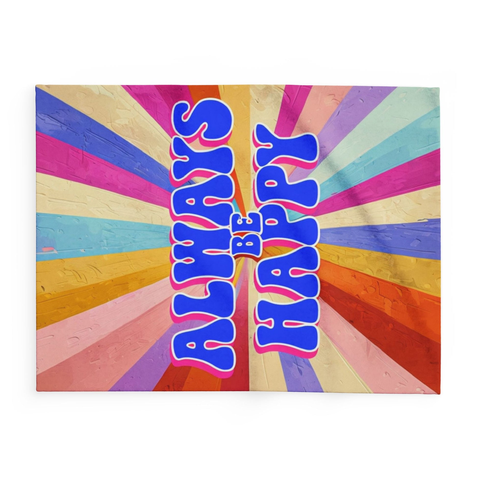 Colorful Retro Happy Fleece Blanket, Cozy Throw, Gift for Friends, Home Decor, Inspirational Statement, Perfect for Birthdays