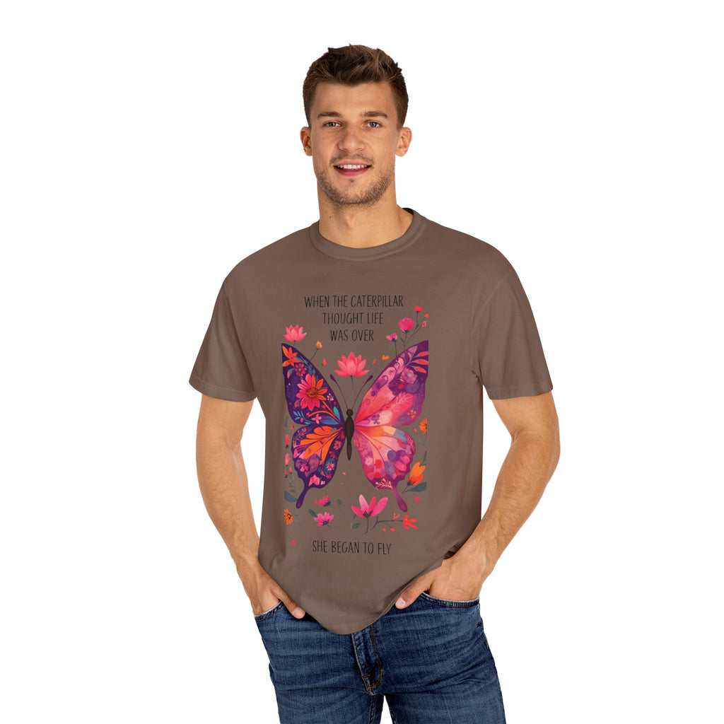 Butterfly Inspirational T-Shirt, Unisex Graphic Tee, Motivational Quote Shirt, Gift for Her, Nature Lover Apparel, Summer Wardrobe Essential