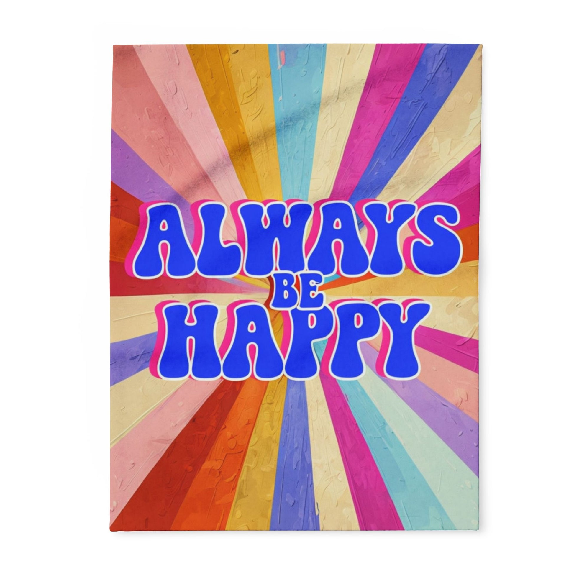 Colorful Retro Happy Fleece Blanket, Cozy Throw, Gift for Friends, Home Decor, Inspirational Statement, Perfect for Birthdays