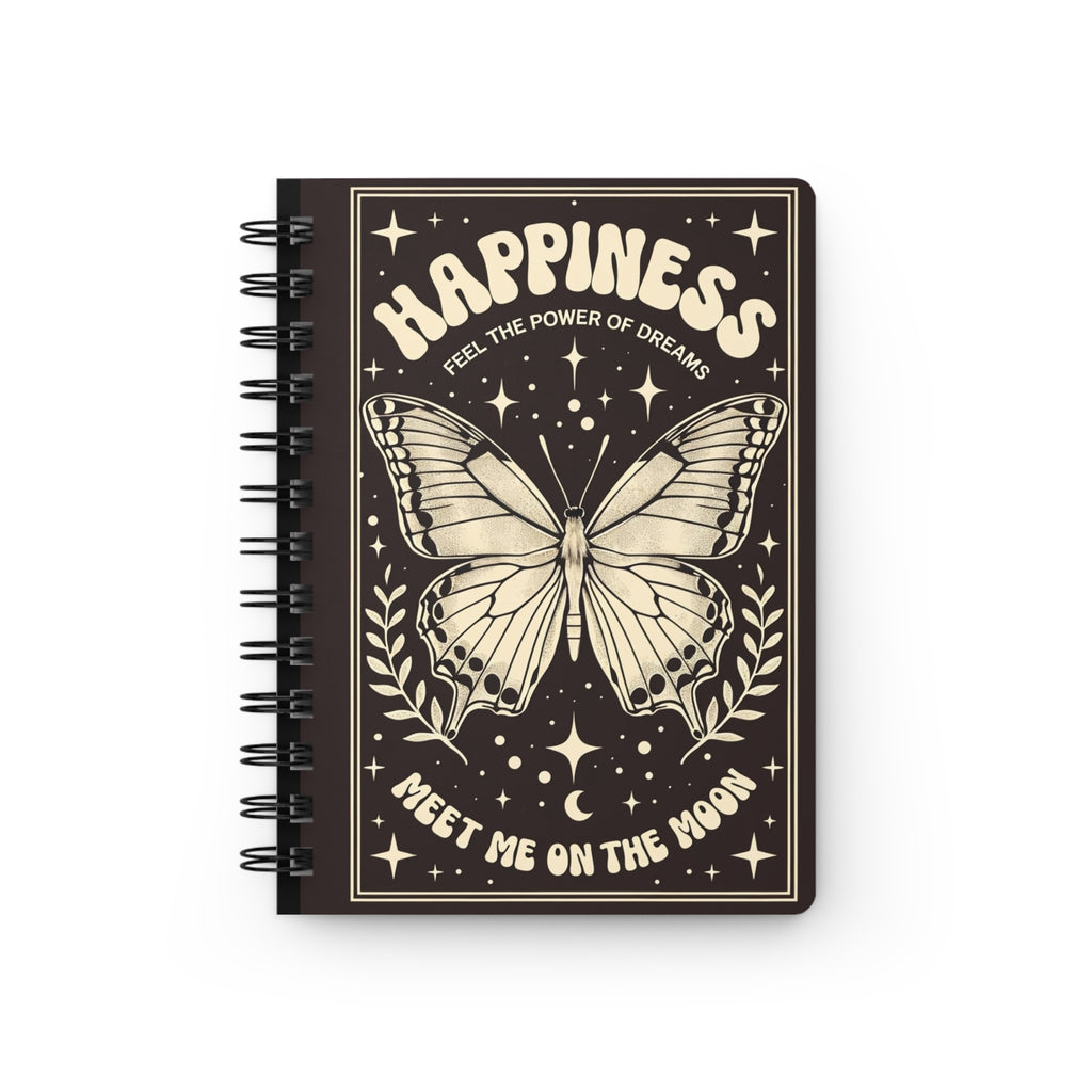 Butterfly Spiral Bound Journal - Happiness & Dreams, Inspirational Notebook, Gift for Writers, Creative Journaling, Moon Theme