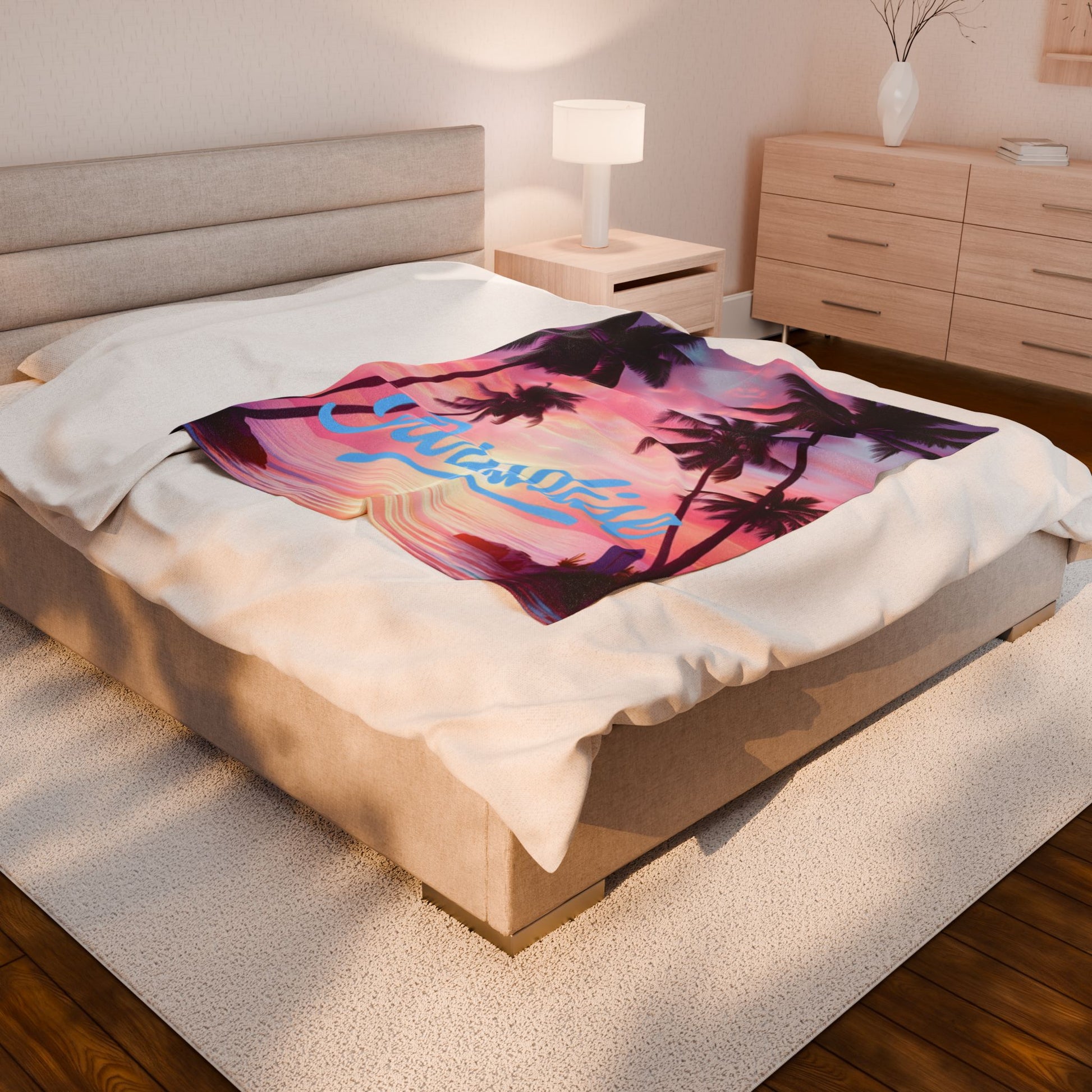 Tropical Paradise Velveteen Plush Blanket, Cozy Throw, Beach Decor, Gift for Summer, Home Comfort, Perfect for Relaxation