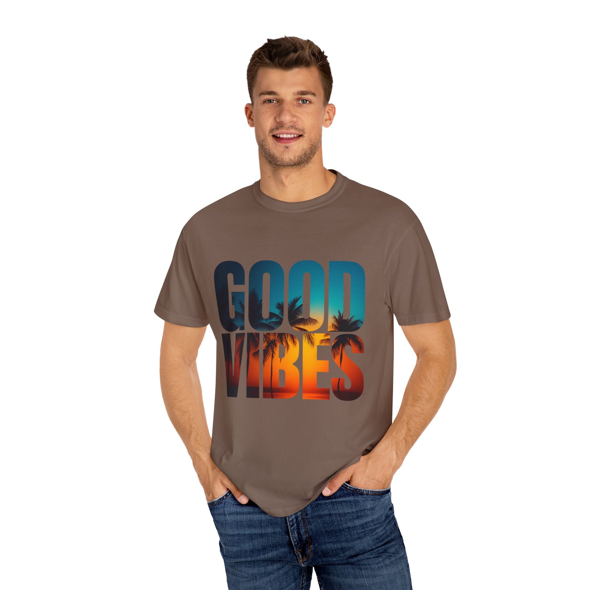 Good Vibes Unisex Garment-Dyed T-Shirt - Comfortable Casual Wear, Summer Vibes Tee, Chill Day Fashion, Gift for Friends, Laid-Back Style