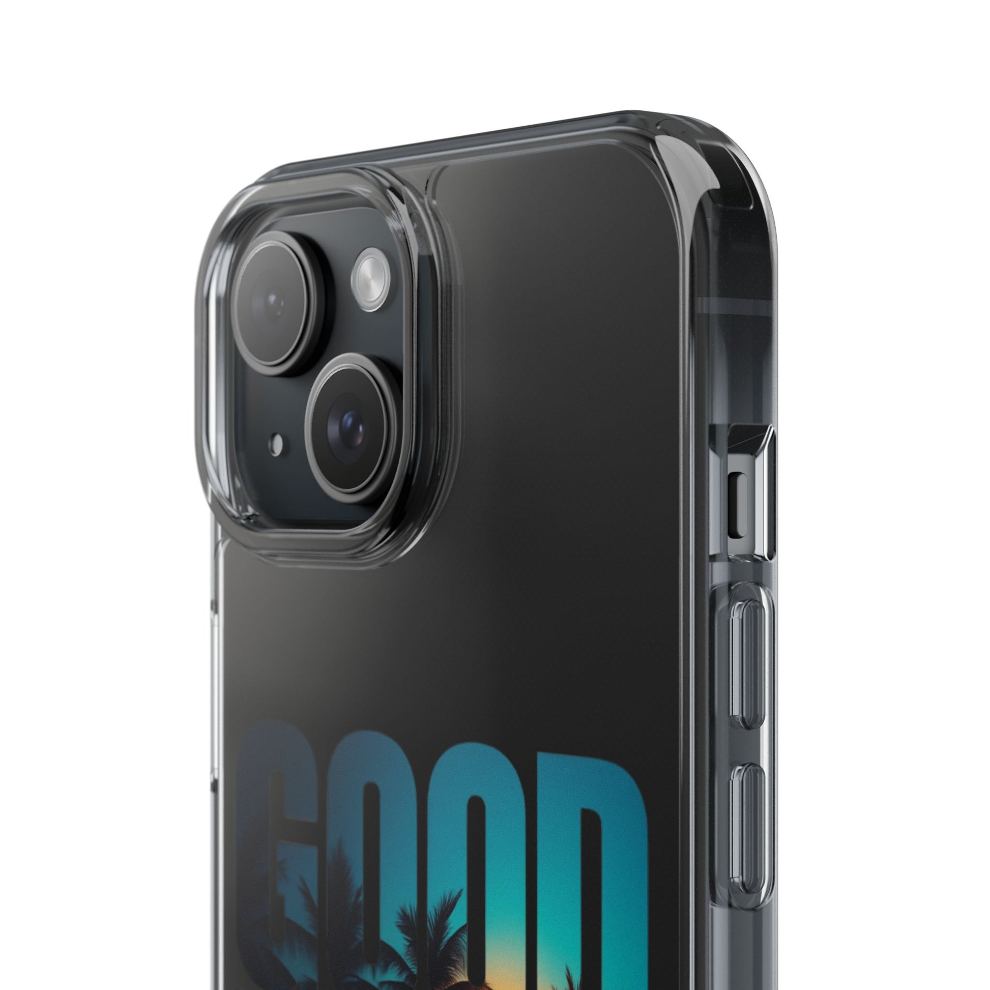 Good Vibes Clear Phone Case, Tropical Vibe Phone Cover, Beachy Smartphone Case, Summer Aesthetic Accessory, Gift for Friends