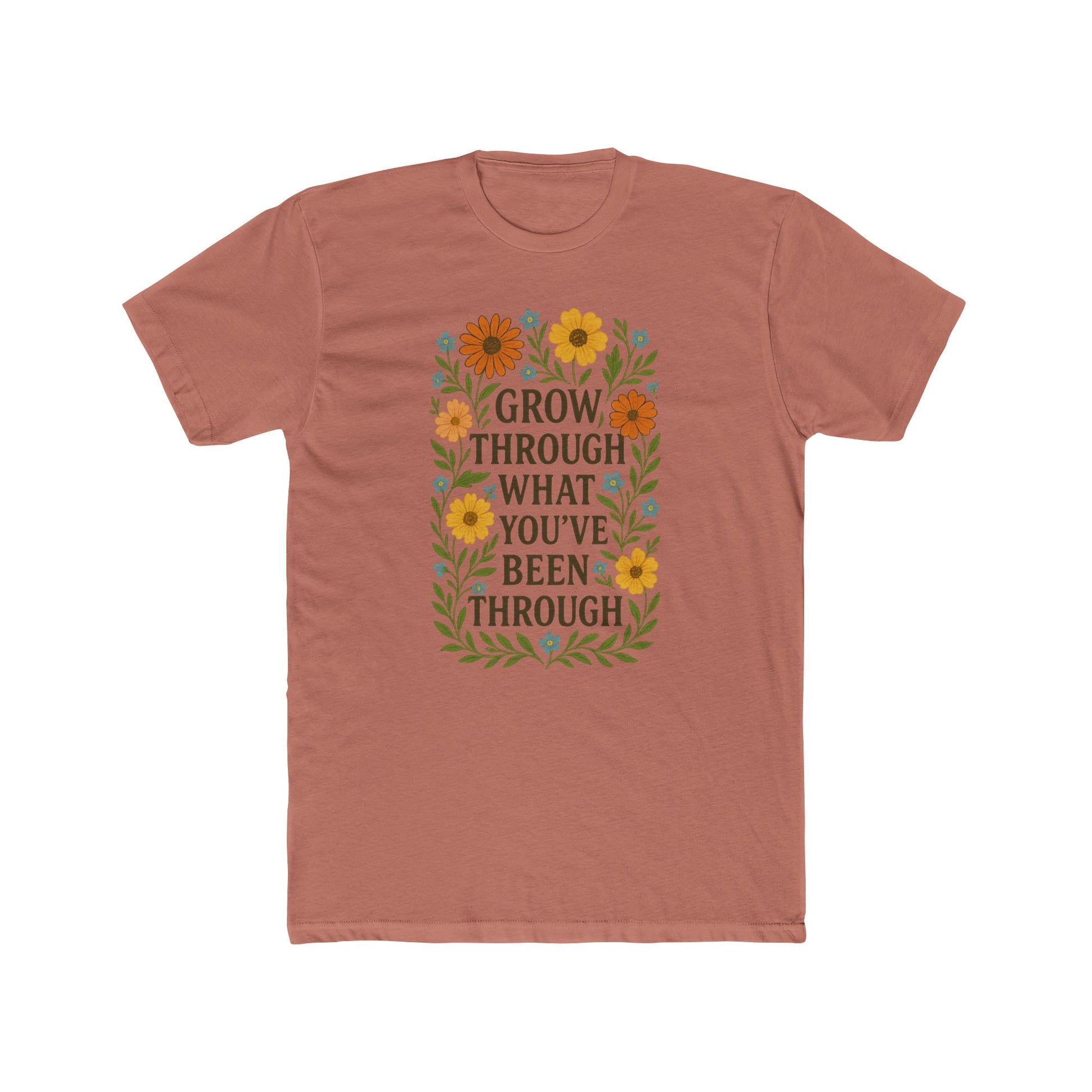 Grow Through Tee - Inspirational Unisex Cotton Crew Shirt for Personal Growth, Perfect for Gifts, Motivational Wear, Everyday Comfort