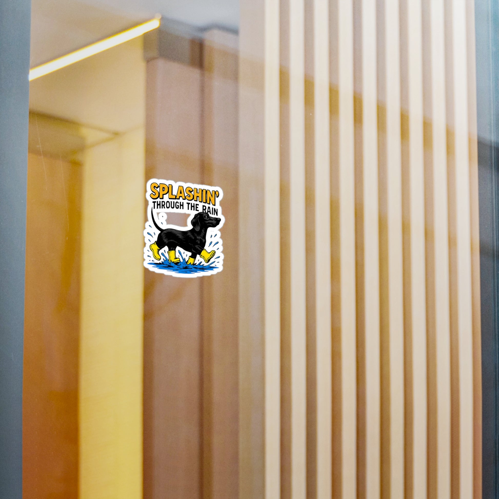 Custom Dog Vinyl Decals, Waterproof Stickers for Pet Lovers, Cute Home Decor, Gift for Dog Owners, Splashin' Through the Rain