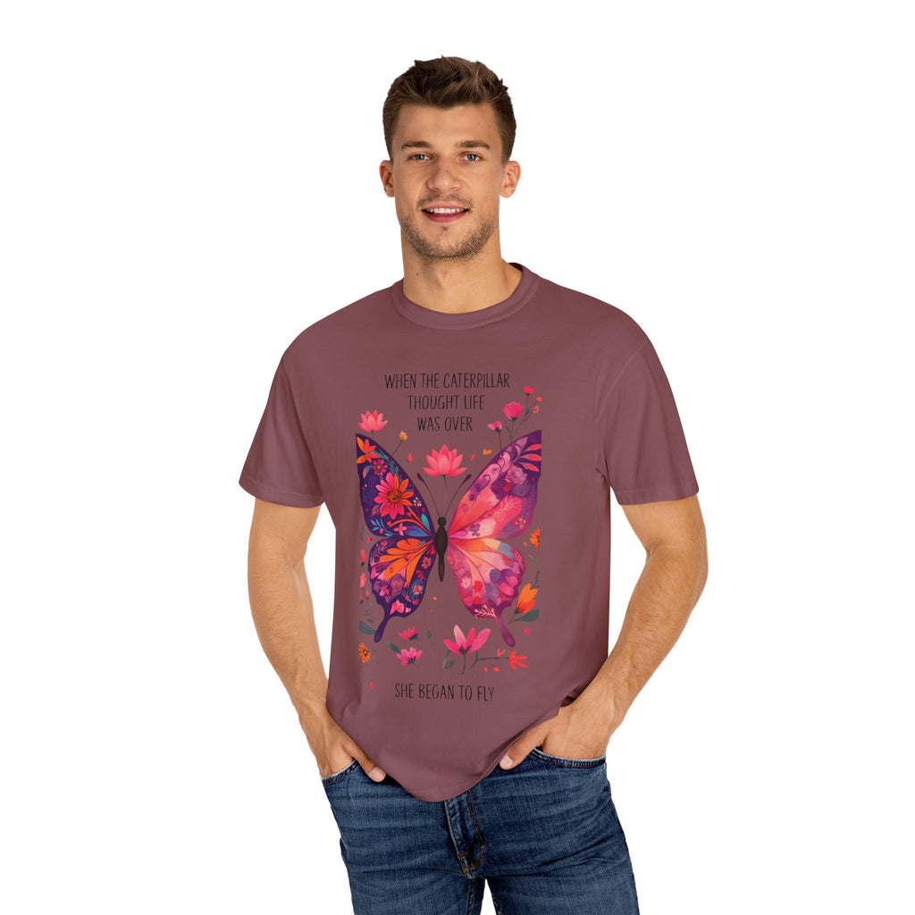 Butterfly Inspirational T-Shirt, Unisex Graphic Tee, Motivational Quote Shirt, Gift for Her, Nature Lover Apparel, Summer Wardrobe Essential