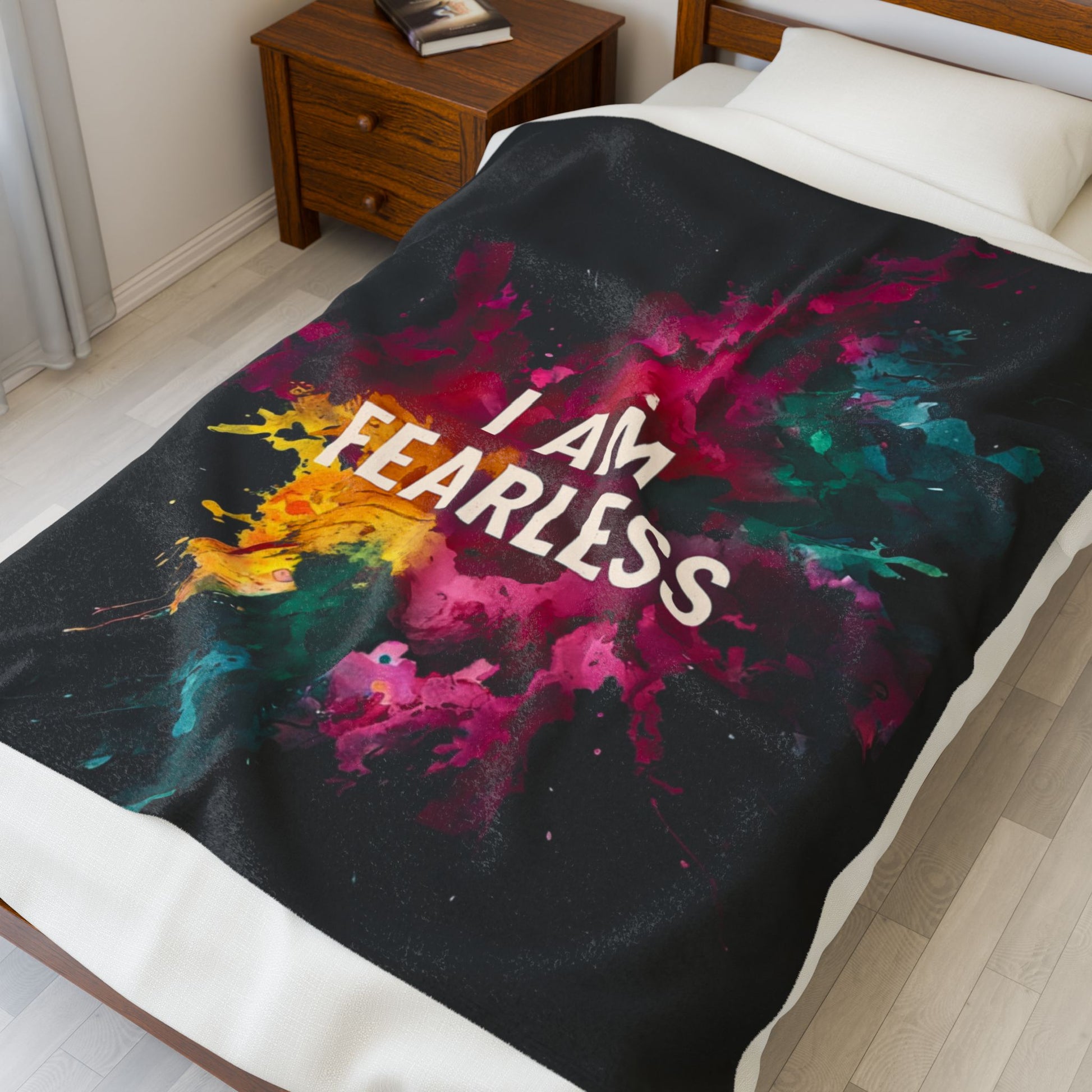 Fearless Statement Plush Blanket, Cozy Home Decor, Inspirational Gift, Self-Love Blanket, Soft Touch Throw