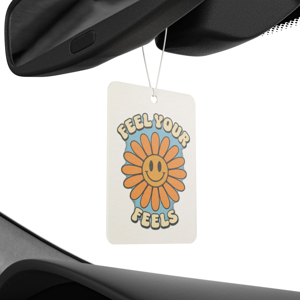Cheerful Car Air Freshener | Feel Your Feels | Flower Scented Tag, Aromatherapy for Home & Car, Gift for Friends, Positive Vibes