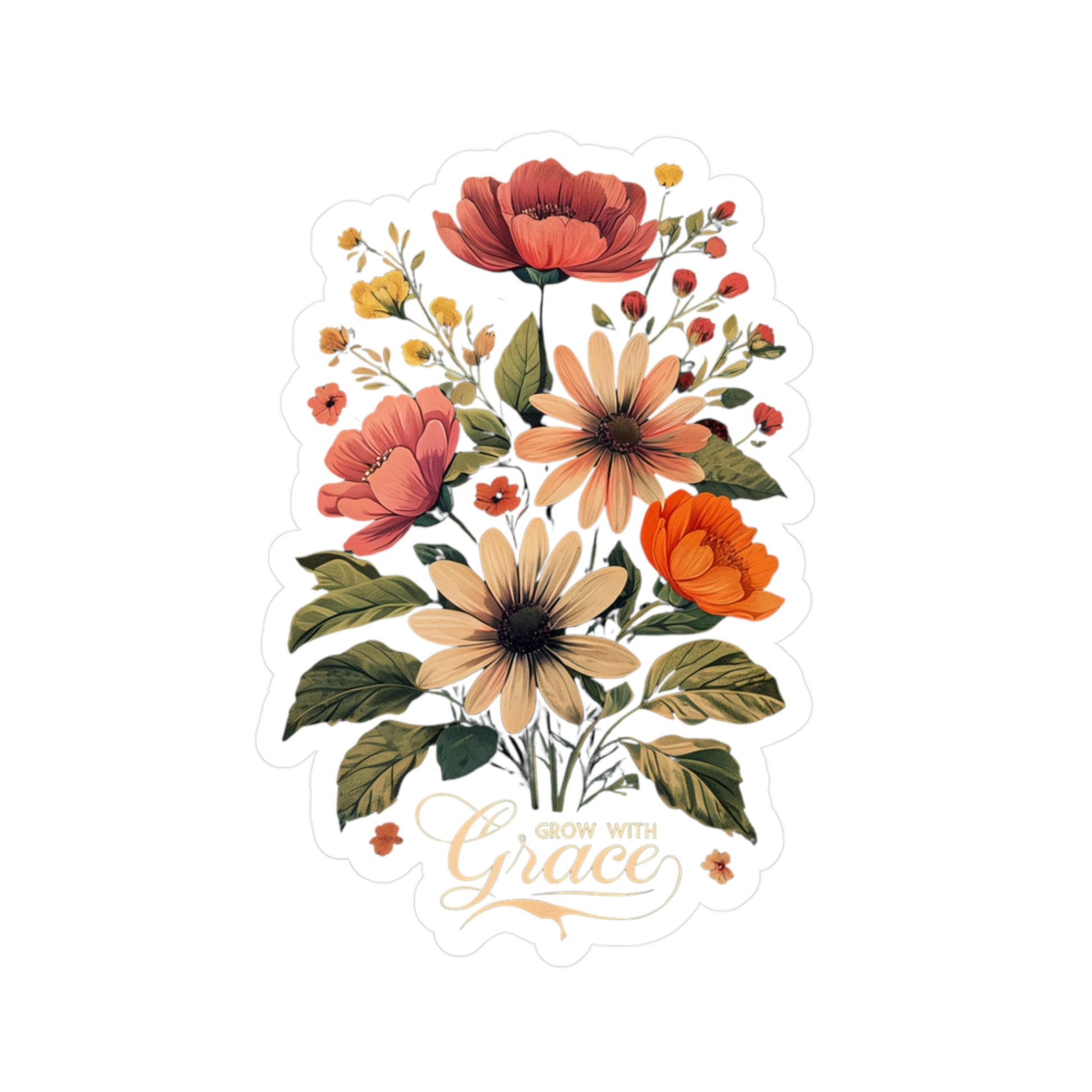 Floral Grace Kiss-Cut Vinyl Decals | Flower Stickers for Home Decor, Laptop, Water Bottle, Gifts, Craft Projects