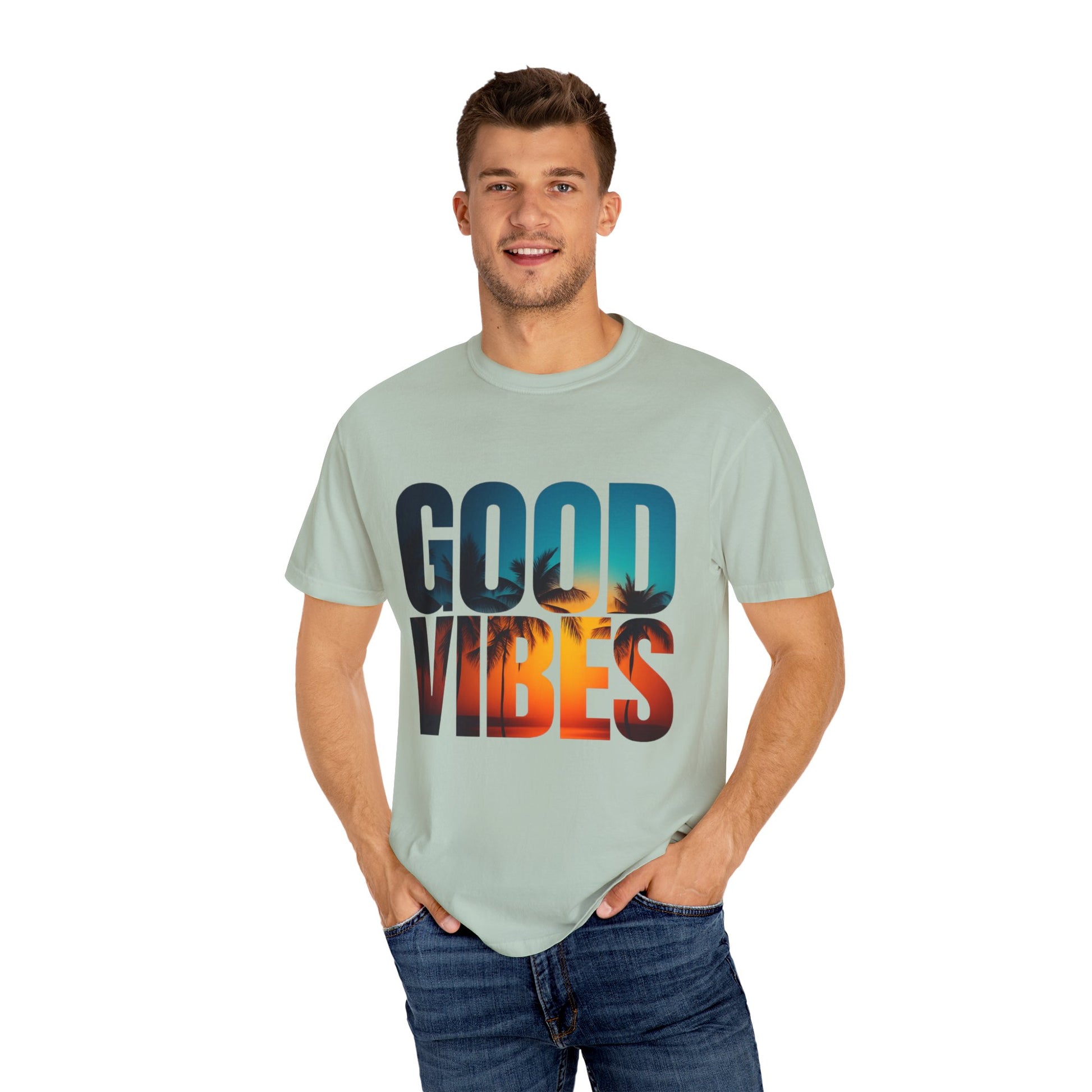 Good Vibes Unisex Garment-Dyed T-Shirt - Comfortable Casual Wear, Summer Vibes Tee, Chill Day Fashion, Gift for Friends, Laid-Back Style